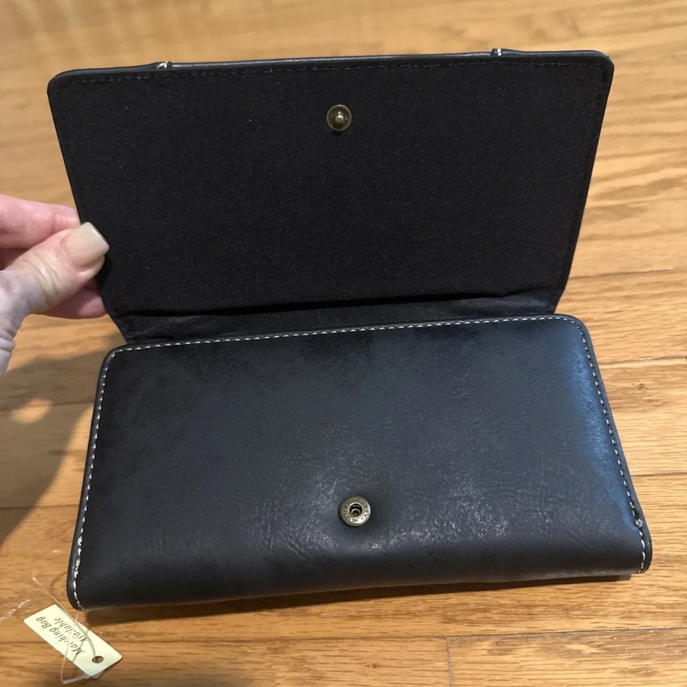 NWT Montana West Black Gray Cross Wallet NWT Crass Studded Western Coin Zipper *